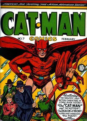 Superhero CatMan with large cape 1940